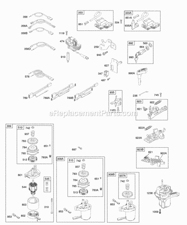 Alternator Electric Starter Electrical Flywheel Brake Ignition Diagram and Parts List for 128802-1773-B1  Briggs and Stratton Engine